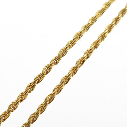925 Sterling Silver Gold Plated Italy Twisted Rope Chain Necklace 16"