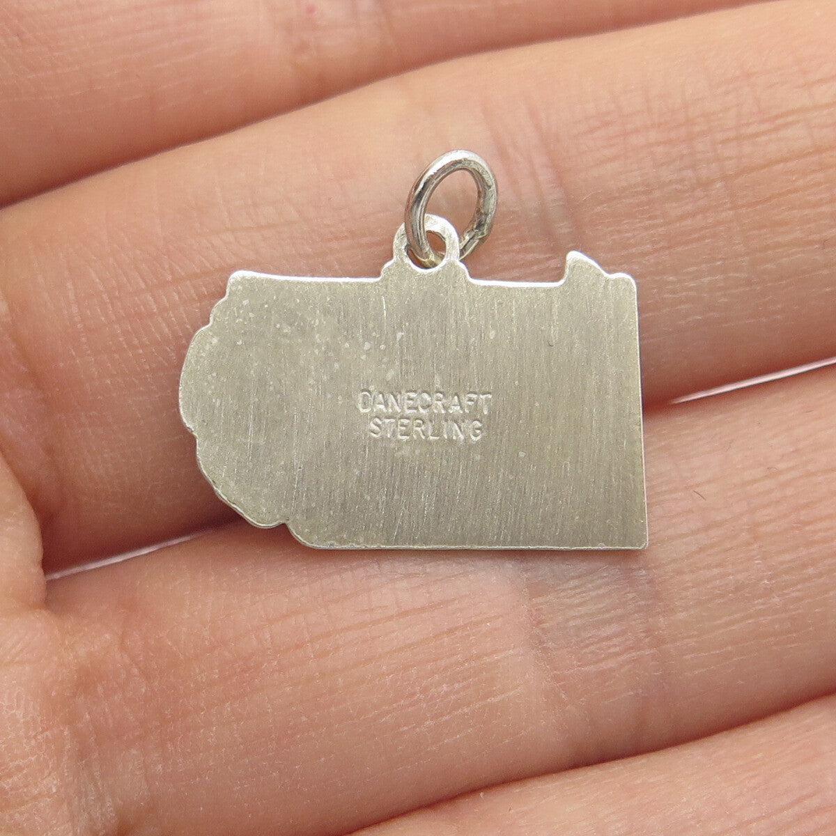 DANECRAFT 925 Sterling Silver Vintage Enamel Pennsylvania Map Minimalist Pendant