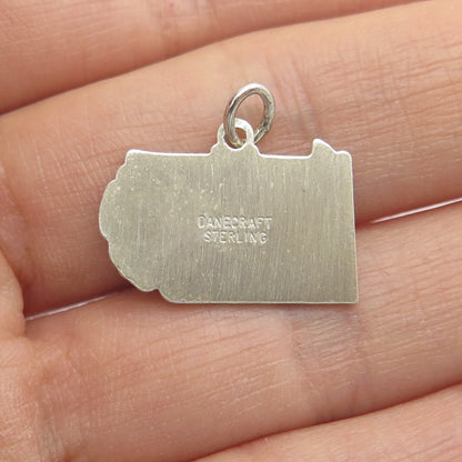 DANECRAFT 925 Sterling Silver Vintage Enamel Pennsylvania Map Minimalist Pendant