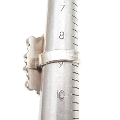 925 Sterling Silver Vintage Real Malachite & Pearl Statement Ring Size 9