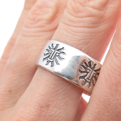 BELL TRADING POST 925 Sterling Silver Vintage Sun Symbol Band Ring Size 11.5