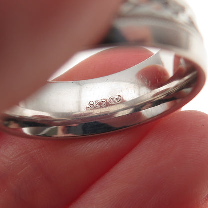 925 Sterling Silver Diamond-Cut Band Ring Size 11