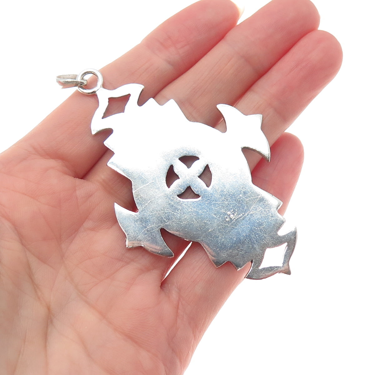 925 Sterling Silver Vintage African Agadez Cross Charm Pendant