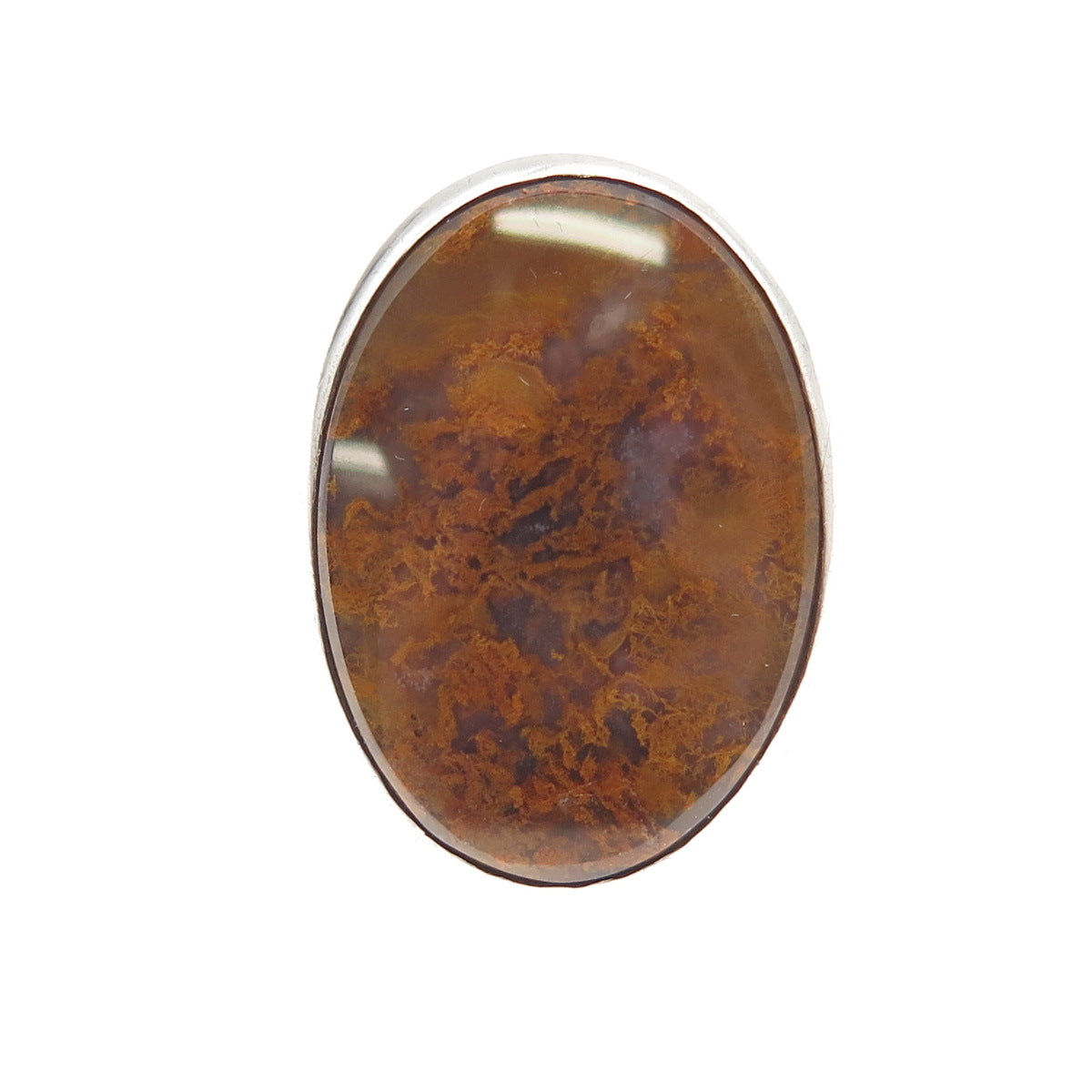 Calvert 925 Sterling Silver Vintage Real Agate Modernist Oxidized Ring Size 4.75
