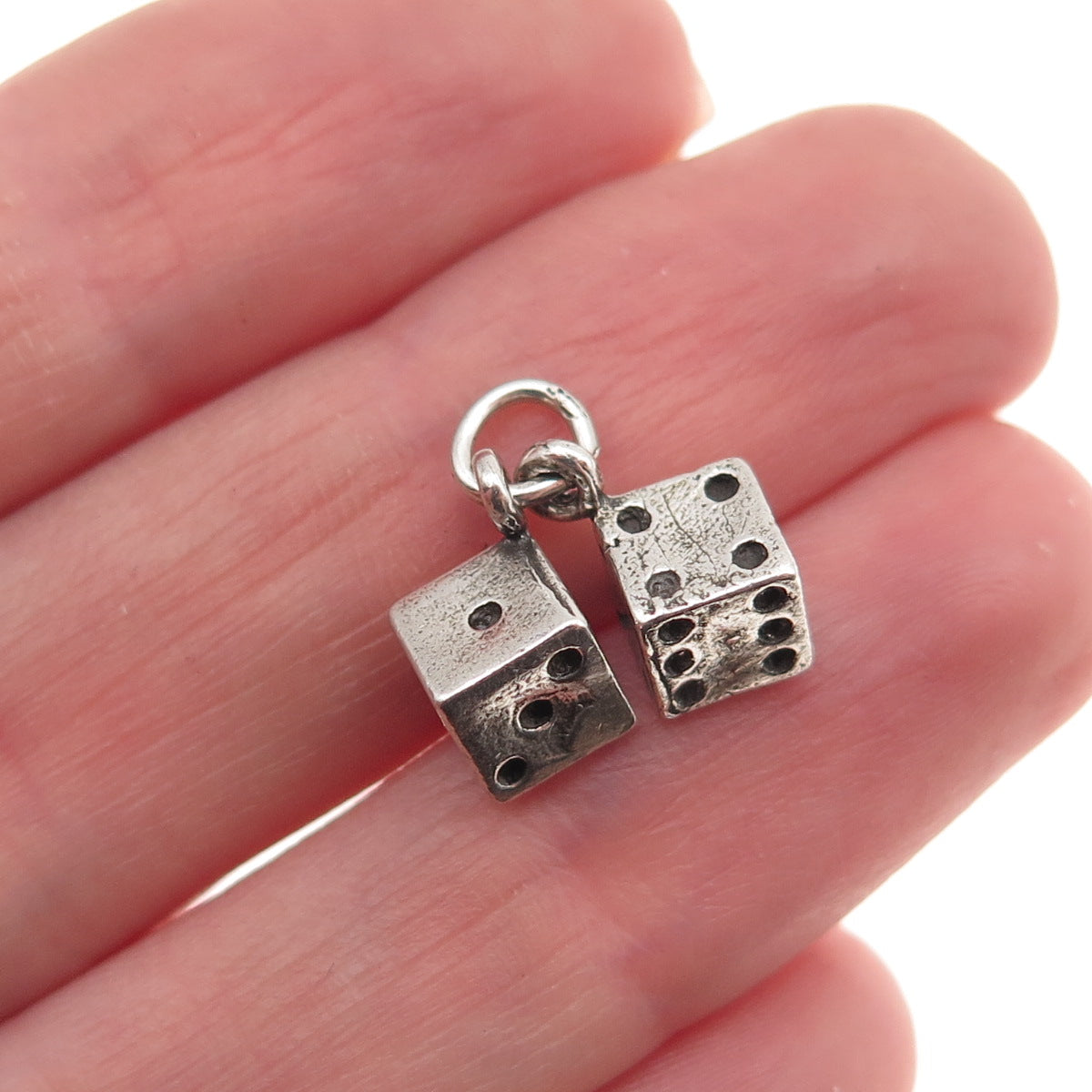 Maisels Indian 925 Sterling Silver Vintage Lucky Dice 3D Mini Charm Pendant