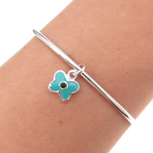 925 Sterling Silver Enamel Green Crystal Butterfly Adjustable Bracelet 5.75"