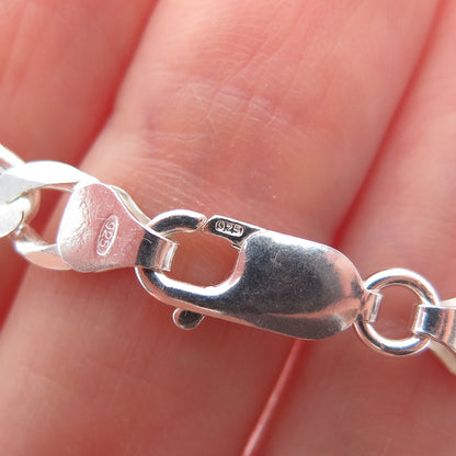 925 Sterling Silver Vintage Italy Curb Chain Necklace 24"