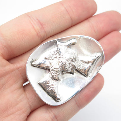 925 Sterling Silver Vintage Handmade Abstract Pin Brooch