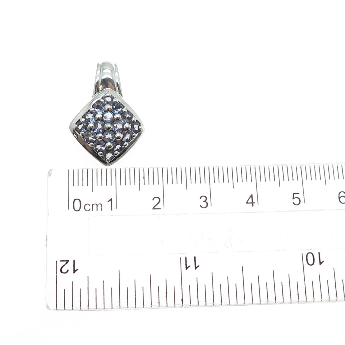 CHUCK CLEMENCY 925 Sterling Silver Real Round-Cut Iolite Mini Charm Pendant