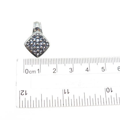 CHUCK CLEMENCY 925 Sterling Silver Real Round-Cut Iolite Mini Charm Pendant