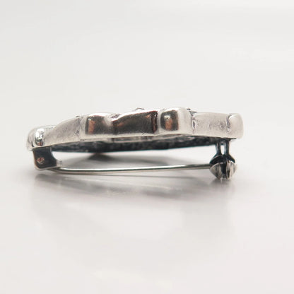 925 Sterling Silver Vintage Italy Ornate Pin Brooch