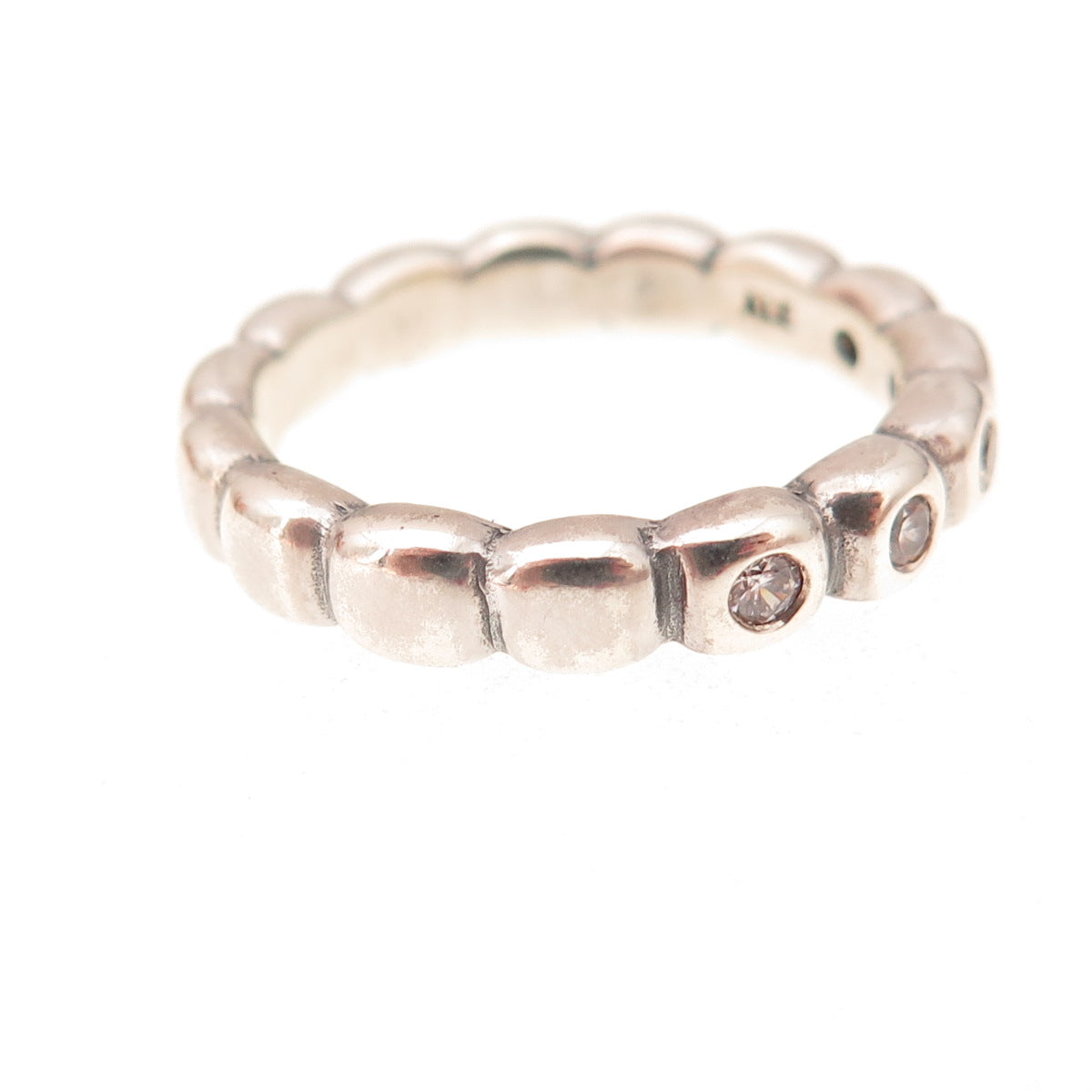 Pandora 925 Sterling Silver Round-Cut C Z Hope Bubble Band Ring Size 8