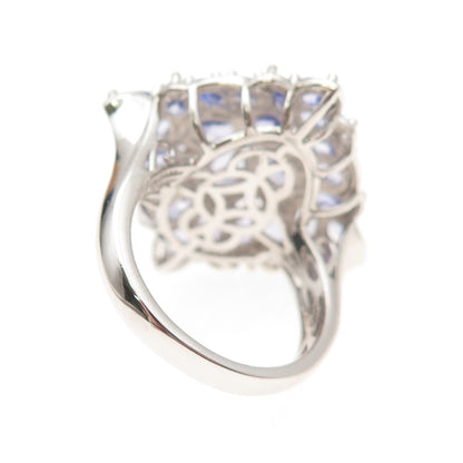 Chuck Clemency 925 Sterling Silver Real Tanzanite & White Topaz Ring Size 8.25