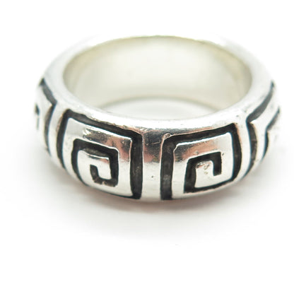 925 Sterling Silver Vintage Greek Maze Band Ring Size 10