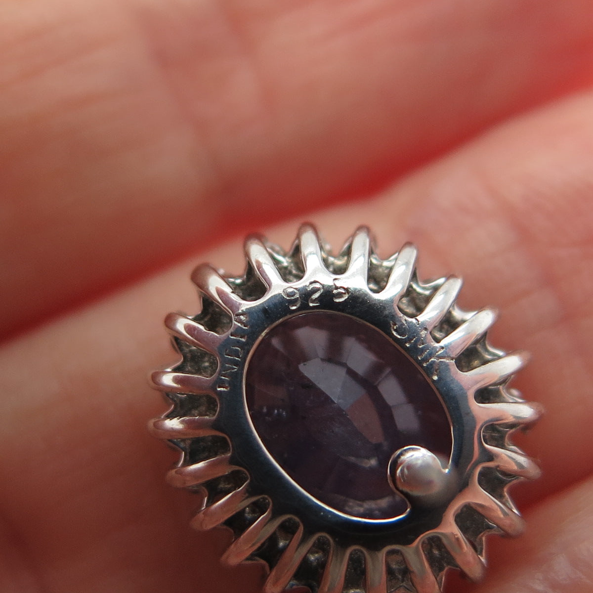 925 Sterling Silver Real Round-Cut Diamond & Oval-Cut Tanzanite Earrings