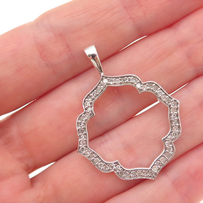 Heng Ngai 925 Sterling Silver Real Round-Cut Diamond Floral Charm Pendant