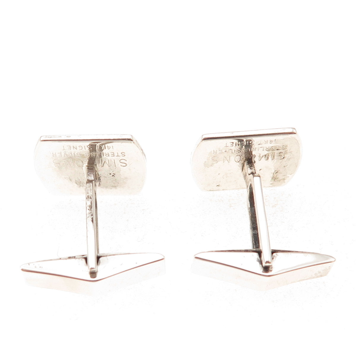 Simmons 925 Sterling Silver 14K Rose Gold Vintage Signet Cufflinks