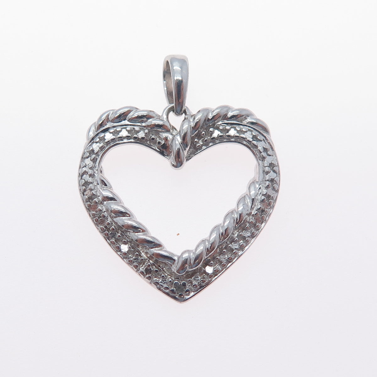 ROSS SIMONS 925 Sterling Silver Real Diamond Accent Heart Charm Pendant