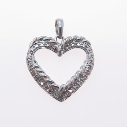 ROSS SIMONS 925 Sterling Silver Real Diamond Accent Heart Charm Pendant