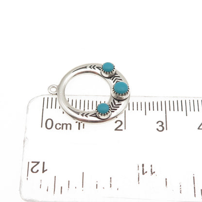 Old Pawn Sterling Silver Vintage Southwestern Turquoise Snake Eye Charm Pendant