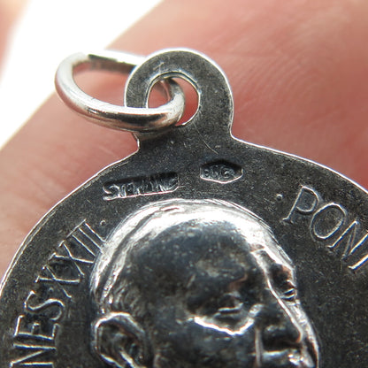 925 Sterling Silver Vintage Pope Joannes XXIII Pontifex Max. Religious Pendant