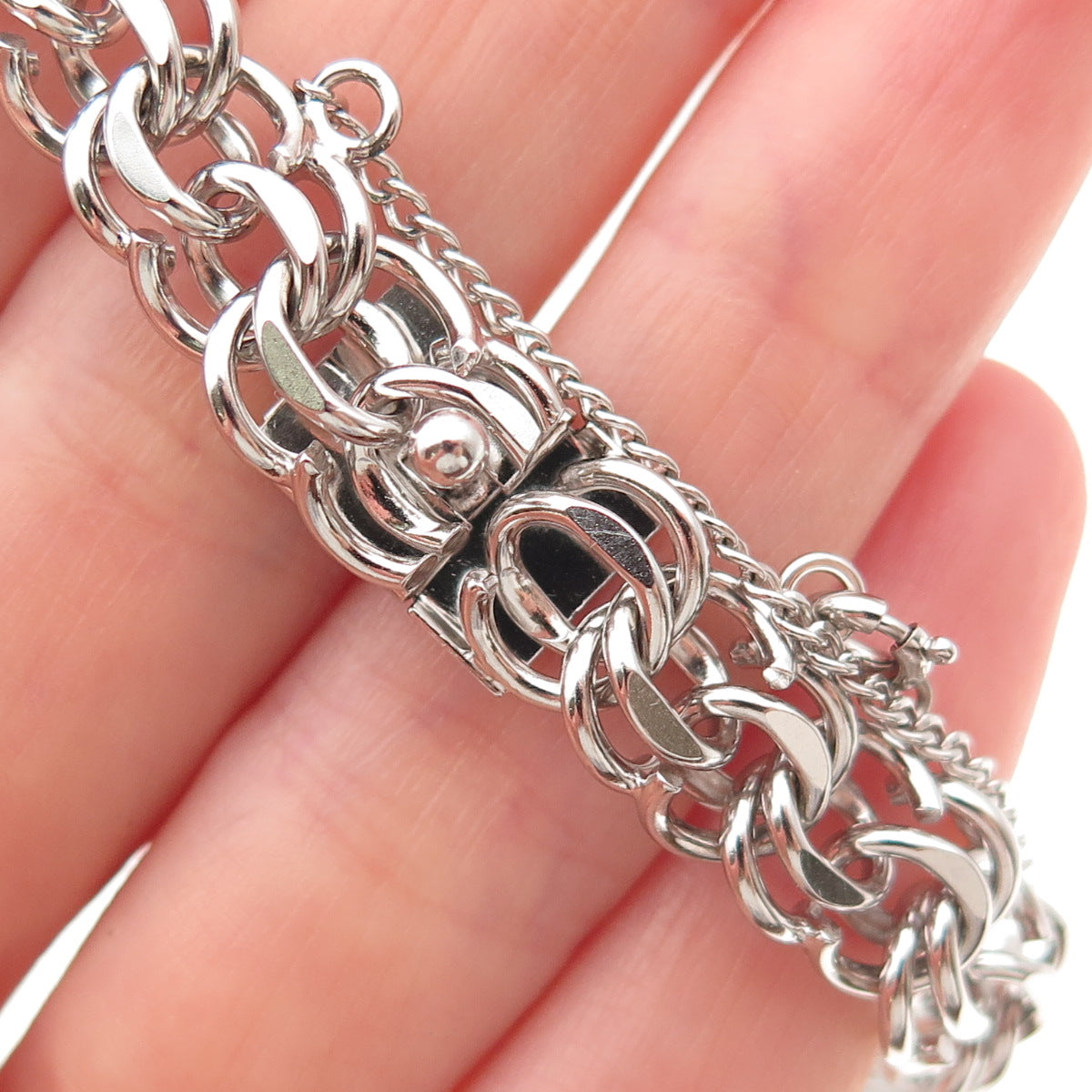 Binder Bros 925 Sterling Silver Vintage Bismark Link Bracelet 7"