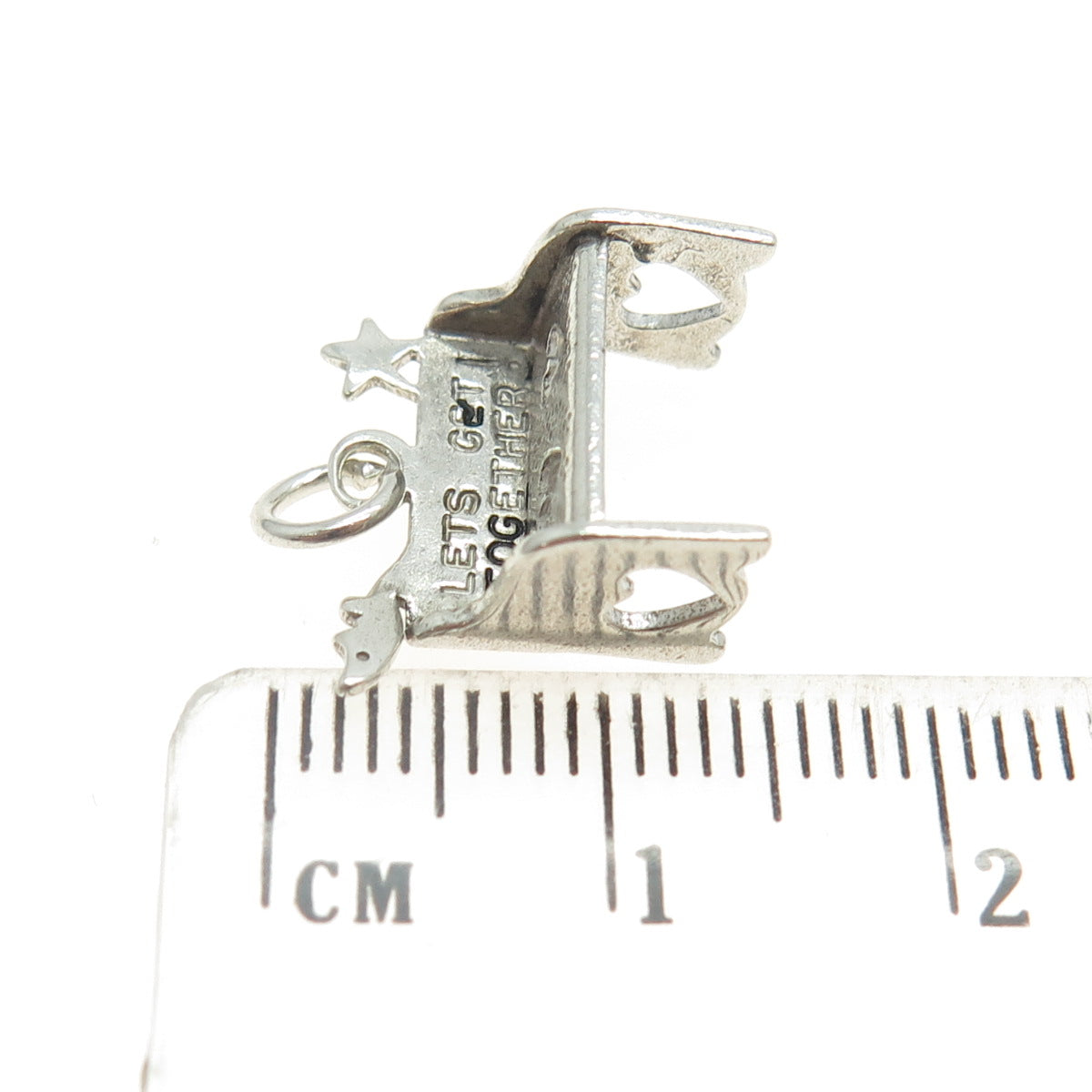 WELLS 925 Sterling Silver Vintage "Let's Get Together" Bench 3D Pendant