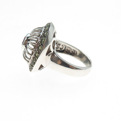 SAJEN 925 Sterling Silver Vintage Real Tourmaline & Peridot Ring Size 7.25