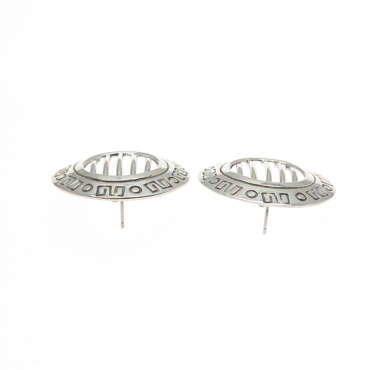 925 Sterling Silver Vintage Mexico Modernist Disc Earrings