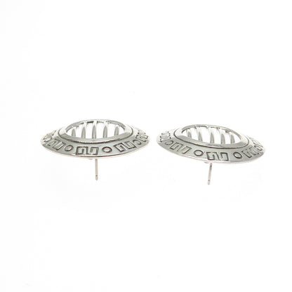 925 Sterling Silver Vintage Mexico Modernist Disc Earrings
