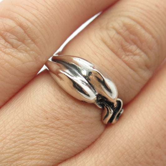 925 Sterling Silver Vintage Friendly Dolphin Ring Size 5.5