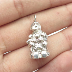 925 Sterling Silver Vintage Southwestern Mother & Kids Kachina Doll Pendant