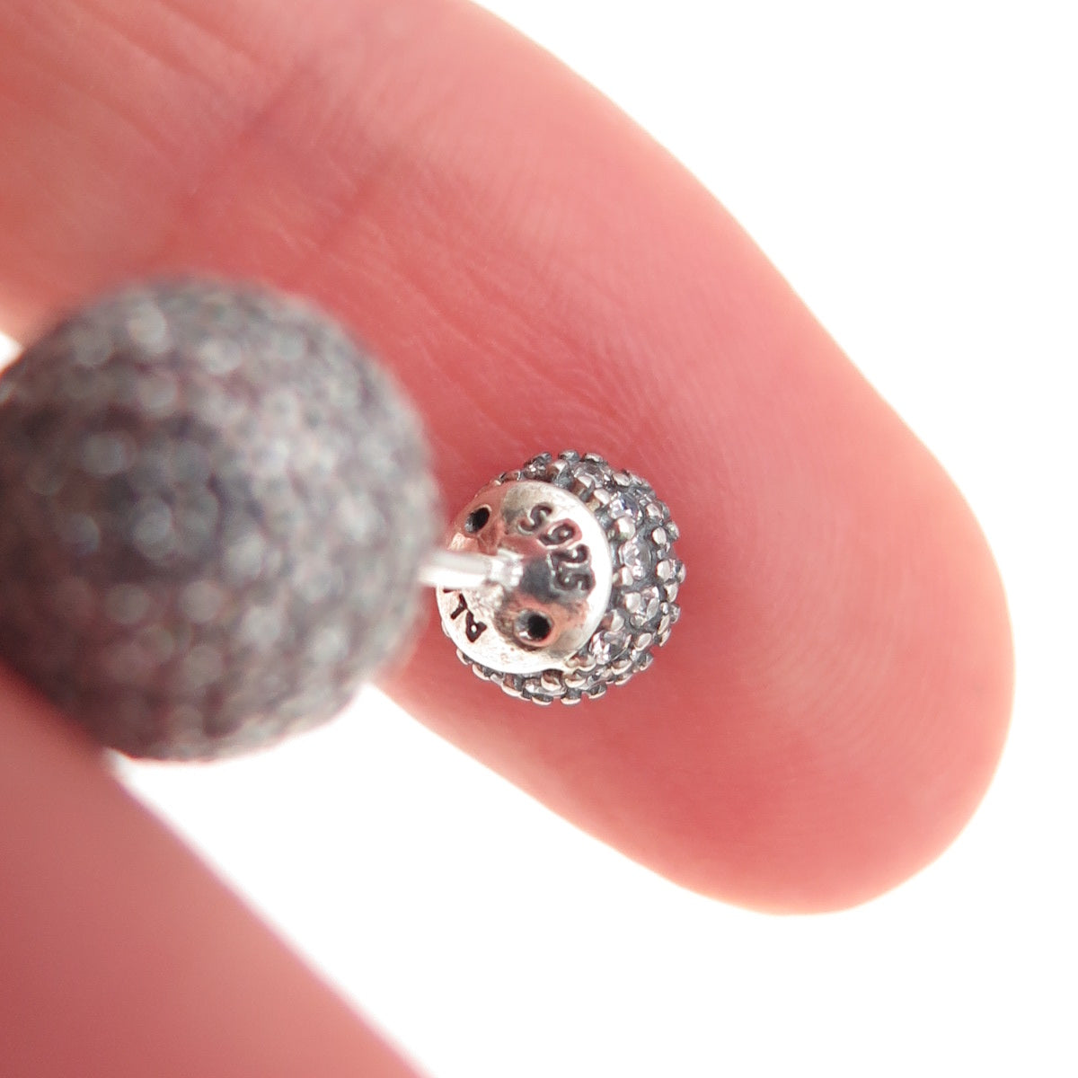 Pandora 925 Sterling Silver Real Ruby & C Z Ball Stud Earrings