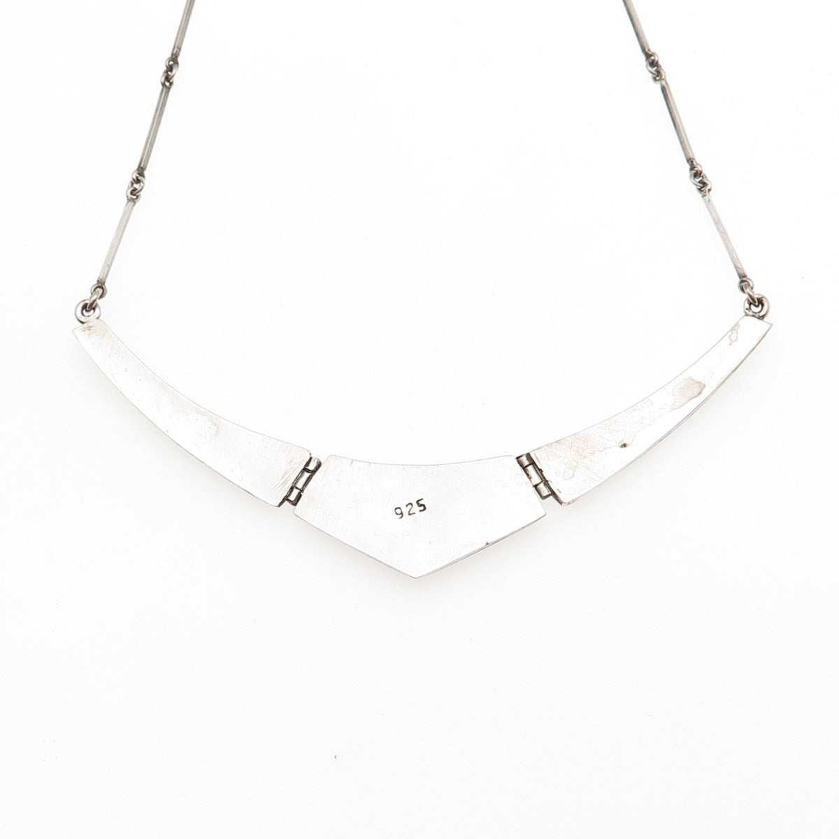 925 Sterling Silver Vintage Real Eilat Modernist V-Shape Bar Chain Necklace 16"