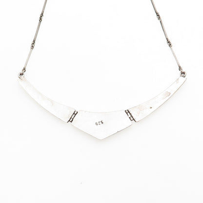 925 Sterling Silver Vintage Real Eilat Modernist V-Shape Bar Chain Necklace 16"