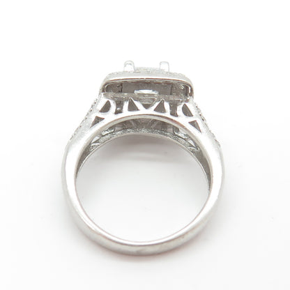 925 Sterling Silver Princess & Round-Cut C Z Engagement Ring Size 6.5