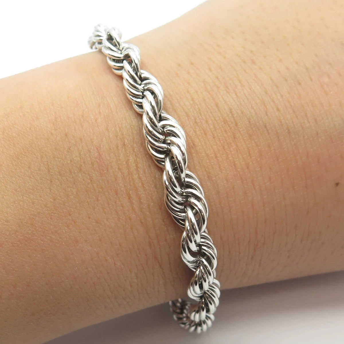 925 Sterling Silver Twisted Rope Link Bracelet 7"
