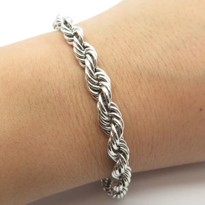 925 Sterling Silver Twisted Rope Link Bracelet 7"