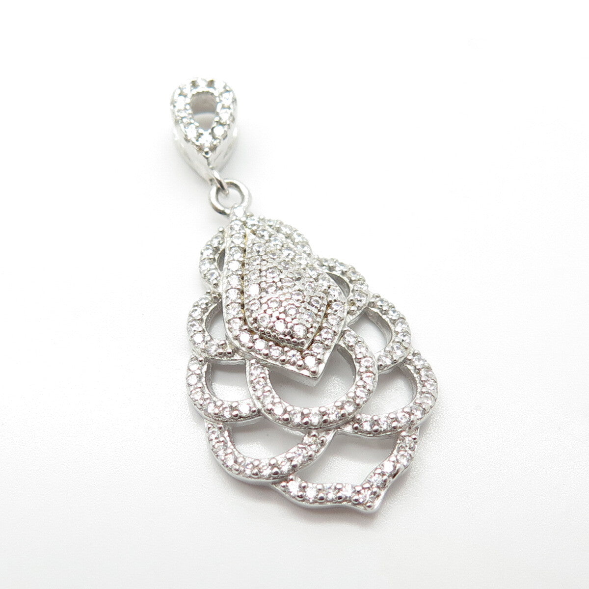 925 Sterling Silver Pave C Z Pendant