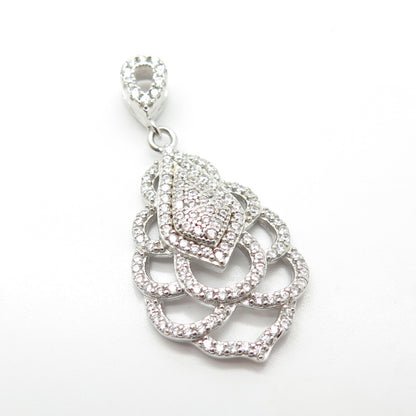 925 Sterling Silver Pave C Z Pendant