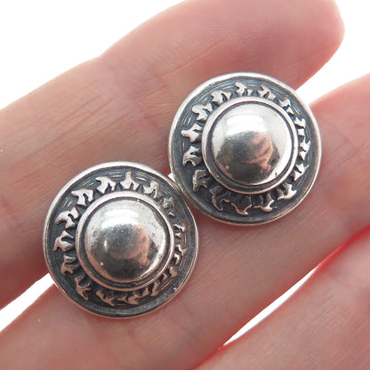 925 Sterling Silver Vintage Modernist Sun Oxidized Cufflinks