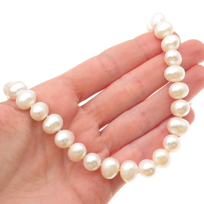 LUCAS LAMETH 925 Sterling Silver Vintage Real Baroque Pearl Beaded Necklace 24"