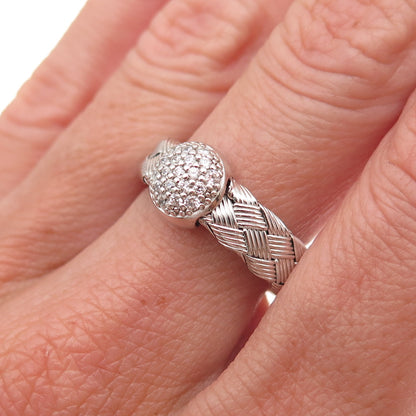 Jacmel Mauritius 925 Sterling Silver Round-Cut C Z Woven Ring Size 6.75
