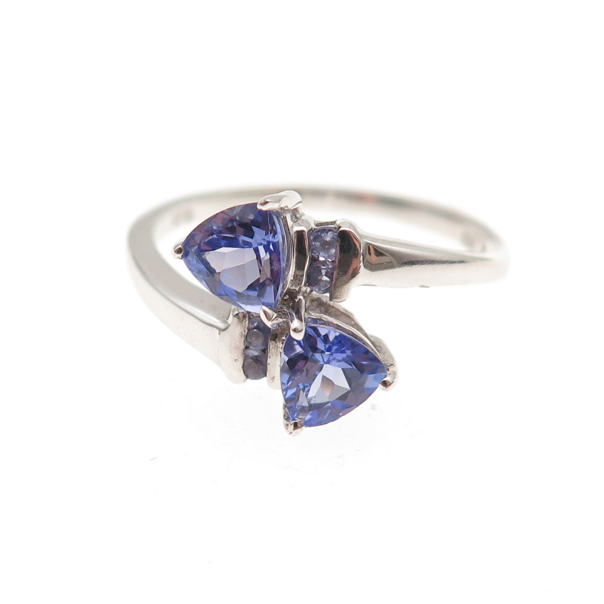 Chuck Clemency 925 Sterling Silver Real Tanzanite Bypass Ring Size 7.25