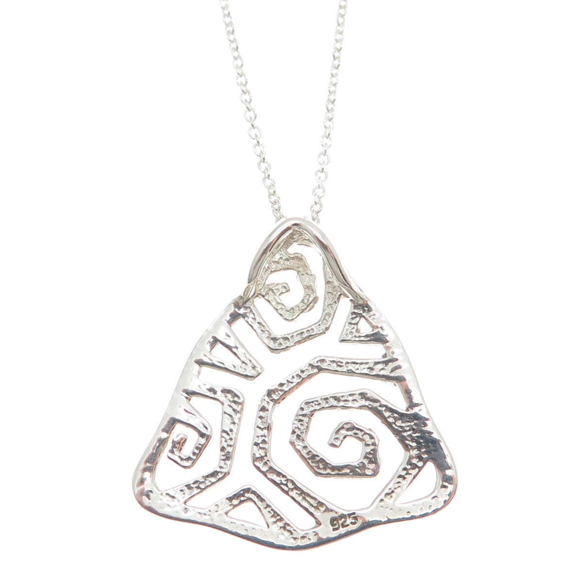 925 Sterling Silver Italy Modernist Spiral Triangle Cable Chain Necklace 18"