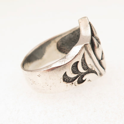 925 Sterling Silver Vintage Cross Oxidized Ring Size 11.5