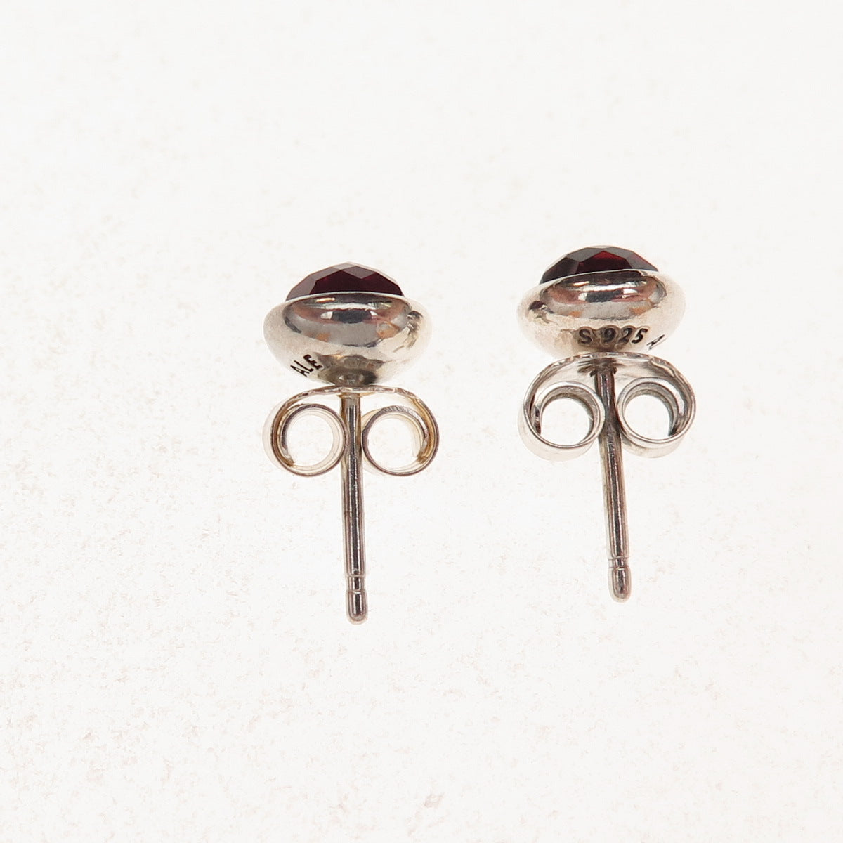 Pandora 925 Sterling Silver Real Red Garnet January Birthstone Stud Earrings