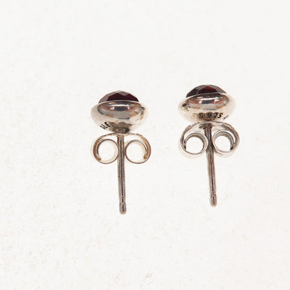 Pandora 925 Sterling Silver Real Red Garnet January Birthstone Stud Earrings