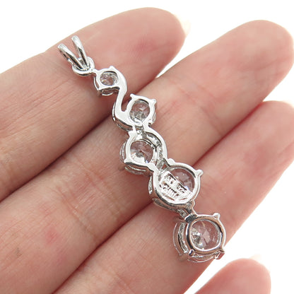 ATI 925 Sterling Silver Round-Cut Shaped C Z Journey Pendant