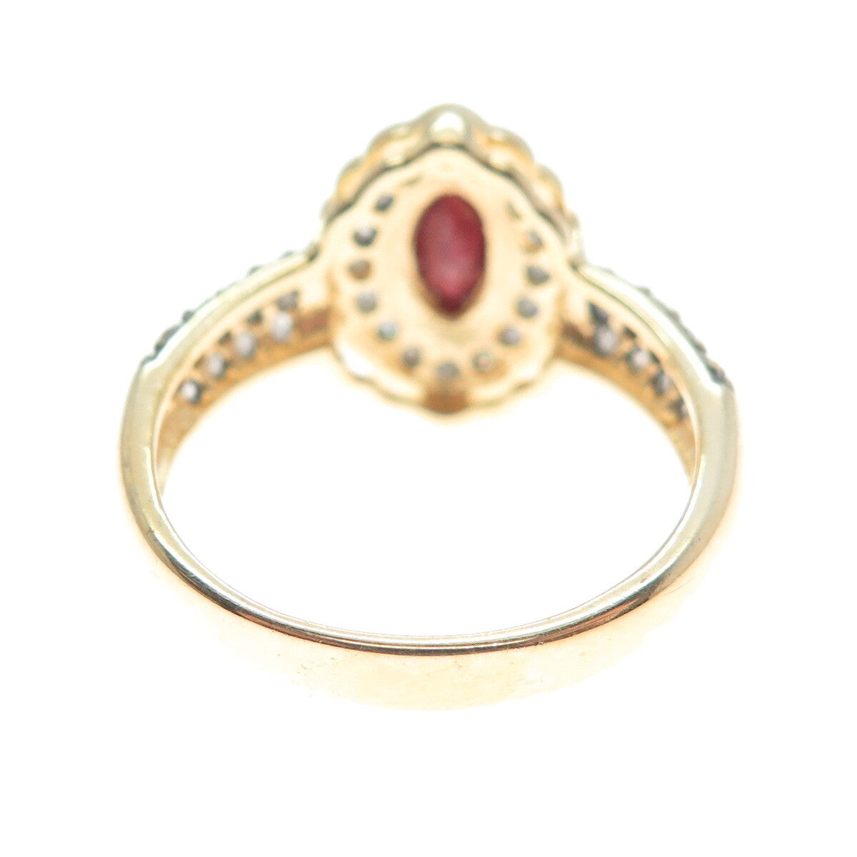 925 Sterling Silver Gold Plated Real Round-Cut Diamond & Ruby Ring Size 9.25